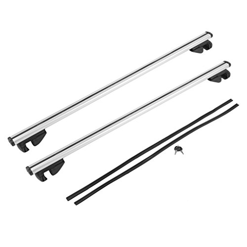 Universal Roof Rack Cross Bars 52'' Aluminum Front and Rear Roof Luggage Racks Adjustable Fits Gap Between Existing Raised Side Rails with Gap with Anti-Thief Lock + Key (Pack of 2) 170LBS Capacity