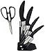 Checkered Chef Ceramic Kitchen Knife Set 4 Knives Plus Holder Block. Bonus Stainless Steel Scissors