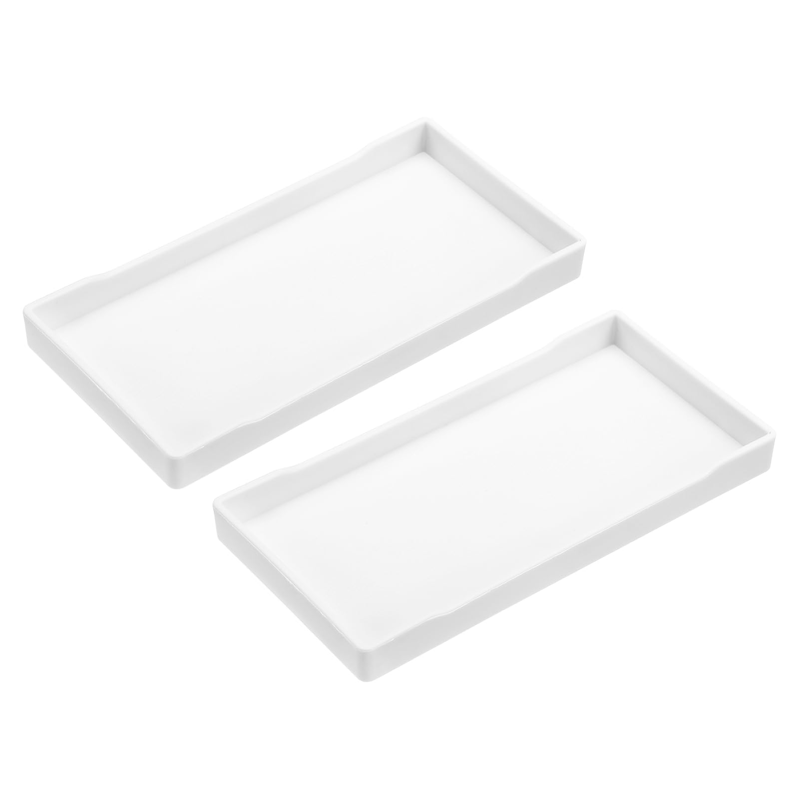 uxcell 2Pcs Serving Tray Small White Mini Tray 4" x 8" Plastic Rectangular Wooden Serving Trays Decorative Ottoman Platter for Breakfast Kitchen Bathroom