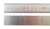Shinwa 300 mm Rigid (25 mm x 1 mm) Zero Glare Satin Chrome Stainless Steel Machinist Engineer Ruler / Rule with Graduations in mm and .5mm Model 13013