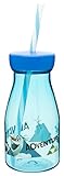 Zak! Designs Tritan Milk Bottle with Screw-on Lid and Straw featuring Olaf from Frozen, Break-resistant and BPA-free plastic, 12 oz.