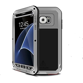 Galaxy S7 Case,Mangix Love Mei [Newest] Gorilla Glass Luxury Aluminum Alloy Protective Metal Water Resistant Shockproof Military Bumper Heavy Duty Cover Shell Case for Samsung Galaxy S7 (Silver)
