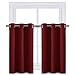NICETOWN Short Curtains for Bedroom, Blackout Small Window Valances - Pair of Thermal Insulated Eyelet Top Plain Blackout Tier Curtains (42 Width x 24 inches Length 1.2 inches Header, Burgundy)