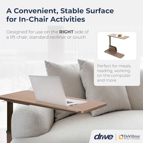 Drive Medical 13085RN Right Side Seat Lift Chair Overbed Table, Walnut