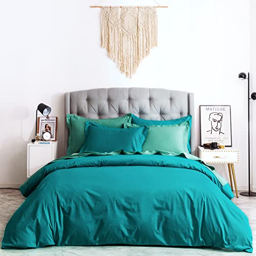SUSYBAO Turquoise King Cotton Duvet Cover Set