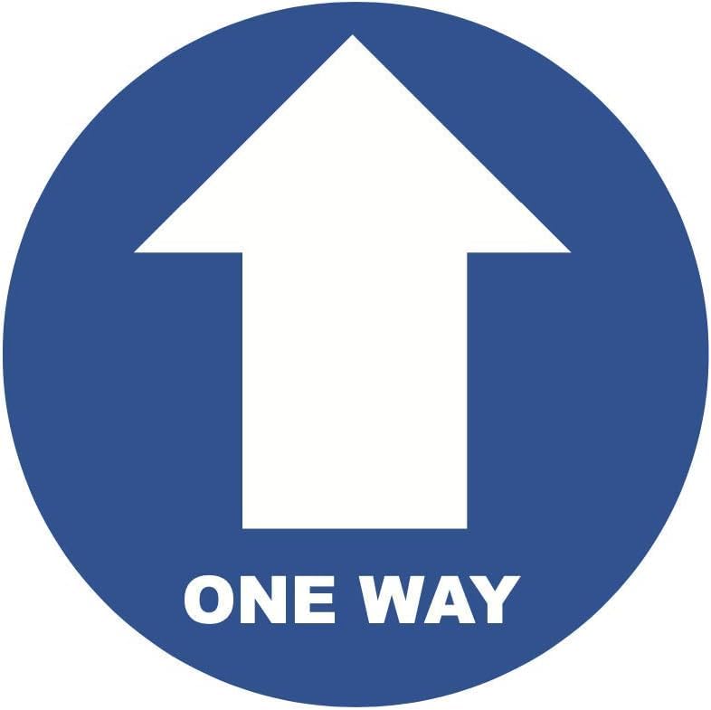 One Way Arrow and One Way System Arrow Floor Sticker Safety Sign, Removable, Anti-Slip, Self-Adhesive - Please Follow One-Way System Social Distancing Sign (220mm x 220mm) (Blue)