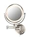 Conair Round Shaped Double-Sided Wall Mount Lighted Makeup Mirror (1x/8x, Brushed Nickel Finish)