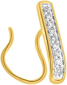 eSparkle Real Diamonds Wedding Engagement 18K Gold Nose Piercing Hoop Ring Stud Pin Bone