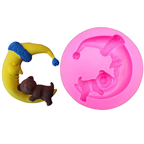 Baking Cake Fondant Tools Bear Moon Cute Polymer Clay Mould Chocolate Candy Soap Molds Bakeware Pudding Jelly Mould For Party