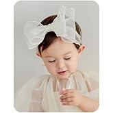 Rannyrena Cute Lace Bow Baby Girls Headbands White Knot Headband Soft Chiffon Hair Band for Newborn Infant Toddler Kids Hair Accessories (White D)
