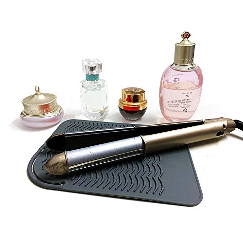 Heat Resistant Mat for Curling Irons, Hair Straightener, Flat Irons and Hair Styling Tools 9" x 6.5", Food Grade Silicone, Black