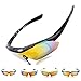 WOLFBIKE POLARIZE Sports Cycling Sunglasses with 5 Set Interchangeable Lenses Black Frame