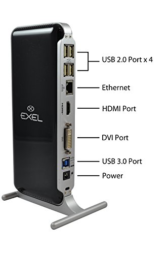 Exel EXEL-DOCKING-STATION USB 3.0/2.0 Universal Laptop Docking Station with Gigabit Ethernet, HDMI, DVI, VGA Outputs Audio for Windows 10, 8.1, 8, 7, Mac OS and Android 6.0 (OTG) and Higher