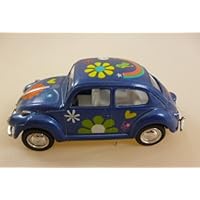 Kandy Toys Blue Volkswagen Classical Beetle With Hippy Print (1967) Die Cast Metal 1:64 (hl128)