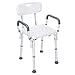 Health Line Massage Products Shower Chair with Removable Back and Arms, Tool-Free Assembly Bath Seat, Adjustable Height Shower Bench with Non-Slip Feet, Gift Back Scrubber Included