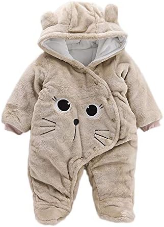 Baby Bear Velvet Quilted Puffer Suit Infant Animal Snowsuit Jumpsuit Costume