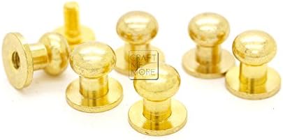CRAFTMEmore 8MM Ball Head Stud Screw Back Nipple Rivet Studs Button Strap Stopper Leathercraft 10 Pack (Gold)