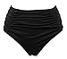 COCOSHIP Women's Black High Waisted Bikini Bottom Side Ruching Bikini Swim Brief(FBA)