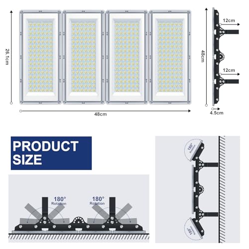 TASINUO Outdoor LED Spotlights 400W, 40000LM Outdoor LED Lights, 7000K Cool White Powerful LED Projector, IP67 Waterproof Outdoor Light, LED Lamp for Garden, Terrace, Garage, Factory Warehouse Gyms