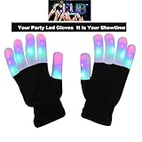 UPBASICN LED Gloves Light Up Rave Gloves, Finger Light Flashing LED Warm Gloves Lights Gloves ---3 Colors 6 Modes for Christmas Birthday Light Show Party