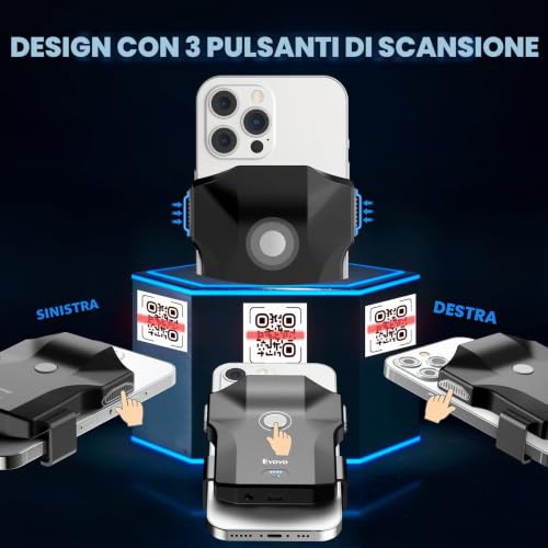 Eyoyo Bluetooth QR Code Barcode Scanner, 2D Wireless Back Clip Phone UPC USB Barcode Scanner Reader with Battery Level Indicator Compatible with 4.7"-7.2" Android Phone, iPhone