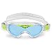 Aqua Sphere Vista Junior Swim Mask with Blue Lens (Clear/Lime). UV Protection Anti-Fog Swim Goggles for Kids