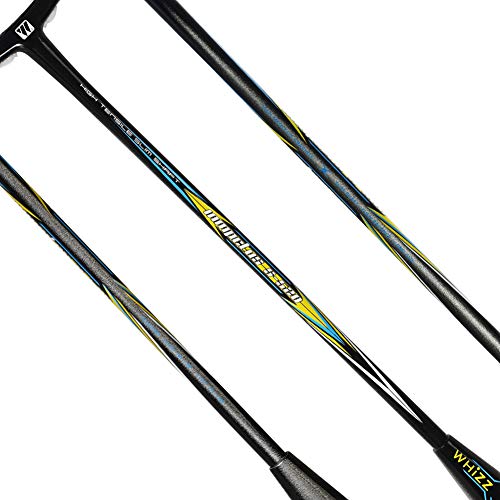 WHIZZ 2 PCS 100% Graphite Badminton Racket Set, Large Badminton Bag / 2 Grip Tapes Included (Black+Red) - Thumbnail 2