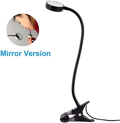 Clip on LED Desk Lamp Night Light with Clamp/Mirror, Adjustable 3 Color Modes with 2 Brightness Levels for Desk, Bed Headboard and Computers, Perfect Fit Home Office Reading, Working, Studying (Black)