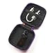 Case Star Black Color Square Shaped Carrying Hard Case Storage Bag for MP3/MP4 Bluetooth Earphone Earbuds with Mesh Pocket, Zipper Enclosure, and Durable Exterior+ Case Star Velvet Bag (Square Earphone Case - Black/Purple)