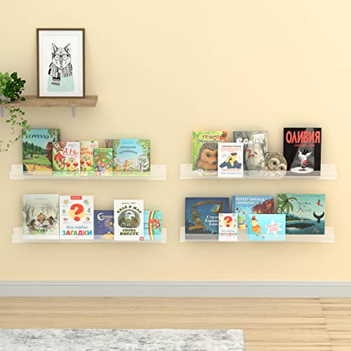 NIUBEE Kids Acrylic Floating Bookshelf 36 Inch,Clear Invisible Wall