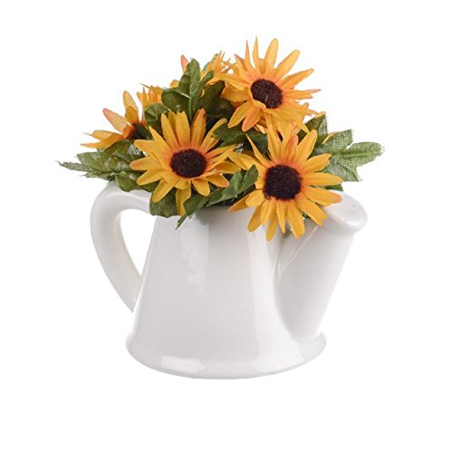 Ceramic Watering Can Jug Complete with Artificial Sunflowers