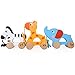 Wooden Pull Along Toy Set of 3- Beautiful Giraffe, Elephant & Zebra Pull Along Toy for Baby Boy & Girl- The Best Toy for 1-Year Olds and up- Outdoor & Indoor Toy for Babies & Toddlers- Child Safe Toy