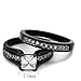 Marimor Jewelry Stainless Steel Black Ion Plated His and Hers 3 Piece Wedding Engagement Ring Band Set