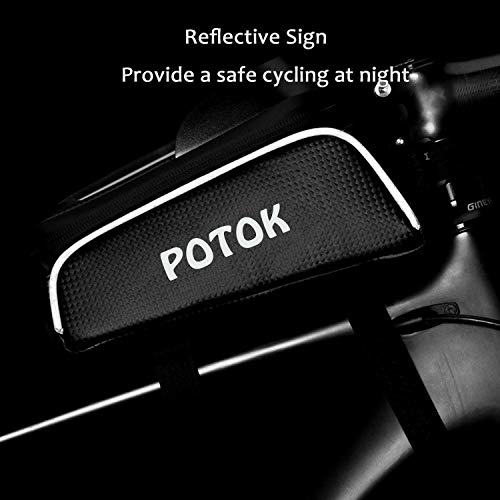 Potok Bicycle Phone Mount Bag, Waterproof Front Frame Bike Bags Sensitive Touch Screen Large Capacity Sun Visor Top Tube Bike Bag Compatible with iPhone Xs Max/ 8Plus, Galaxy Note 9