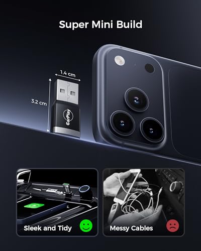 【2026 Advanced】WityEye Mini CarPlay and Android Auto Wireless Adapter, V5.3 Bluetooth, Dual Band WiFi 6, Fast & Stable Connection, USB C/A, for Apple iPhone iOS 10+, Smartphone Android 11+