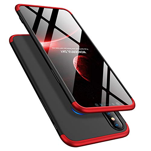 3 in 1 Hard Case for iPhone Xs,Red Black Heavy Duty PC Back Cover for iPhone X,Herzzer Stylish Ultra Thin Anti-Scratch Armour Defender Shockproof PC Case - Thumbnail 3