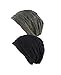 Spring Fever Men Women Adults Unisex All Season Slouchy Skull Cap Wrinkled Hat Lightweight Beanie 2 Pack: Black/Grey