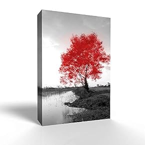 RED and Black Back Ground Tree Theme Painting...