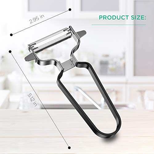 Vegetable Peeler Stainless Steel, Echeer Ultra Sharp Dual Julienne & Fruit Peelers Great Kitchen Tool with Black Non-slip Grip for Apples Potatoes Carrots, 2 Packs