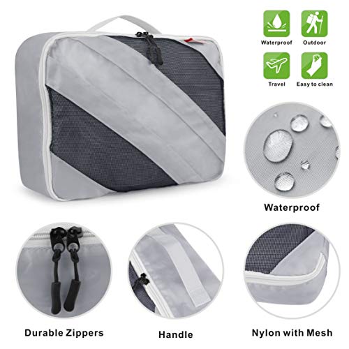 Idefair Travel Packing Cubes, 3Pcs Travel Luggage Packing Organizers for Packing Clothes, Grey
