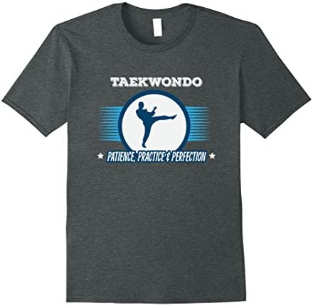 Mens Taekwondo Patience Practice and Perfection T-Shirt Small Dark Heather
