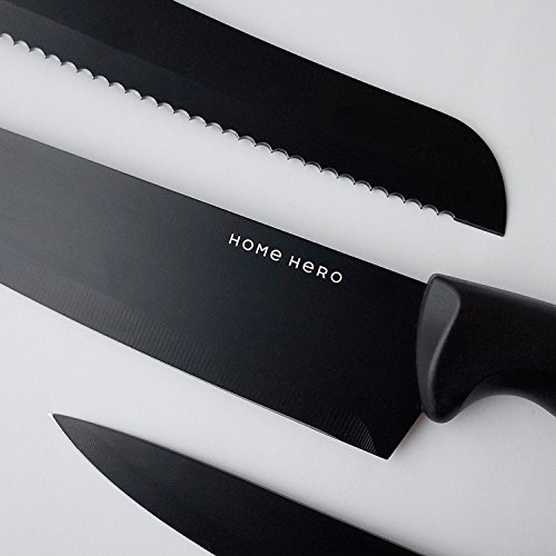 Home Hero Kitchen Knife Set with Sharpener High Carbon Stainless