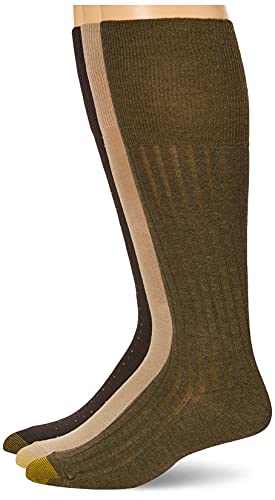 Khaki Over The Calf Dress Socks Men Gold Toe Men's Dress Over-The-Calf Socks, 3-Pairs, Khaki/Olive/Brown, Large on Galleon Philippines