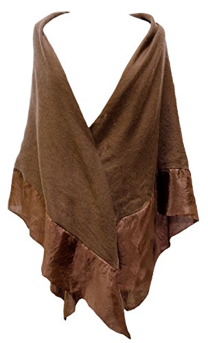Luxurious Silk Lined Wool Shawl Wrap Throw Chocolate Brown
