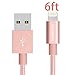 Cable, JOOMFEEN 6FT Nylon Braided 8pin Charging Cable Extra Long USB Sync Cord for iphone se, 7,7 plus,6s, 6s plus, 6plus, 6,5s 5c 5,iPad Mini, Air,Pro,iPod. (Rose Gold)