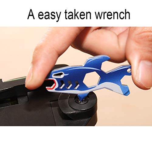 Keychain Multi-Tool EDC Mini-Tool 7-in-1 Key Tool (Bottle Opener Screw Driver 5.5/7/8/10mm Wrench) Stainless Steel (key chain size,shark)