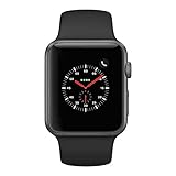 Apple Watch Series 3 42mm Smartwatch (GPS + Cellular, Space Gray Aluminum Case, Black Sport Band) (Renewed)