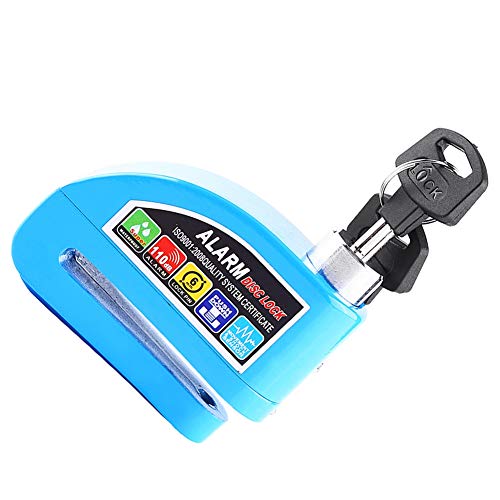 Cuque Disc Brake Lock Motorcycle Anti-Theft Brake Lock Scooter Bicycle Security Alarming System with 2 Keys(Blue)