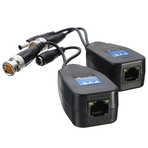 4 Pairs HD-CVI/TVI/AHD Passive Video Balun with Power Connector and RJ45 CAT5 Data Transmitter BNC Twisted Pair