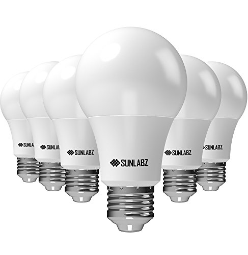 SunLabz Energy-Saving LED Light Bulbs – A19, Soft-White, 60-Watt Equivalent, E26 Socket, Non-Dimmable, Pack of 6